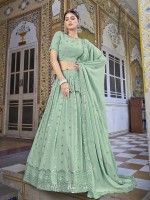 Pista Green Georgette Lehenga Choli